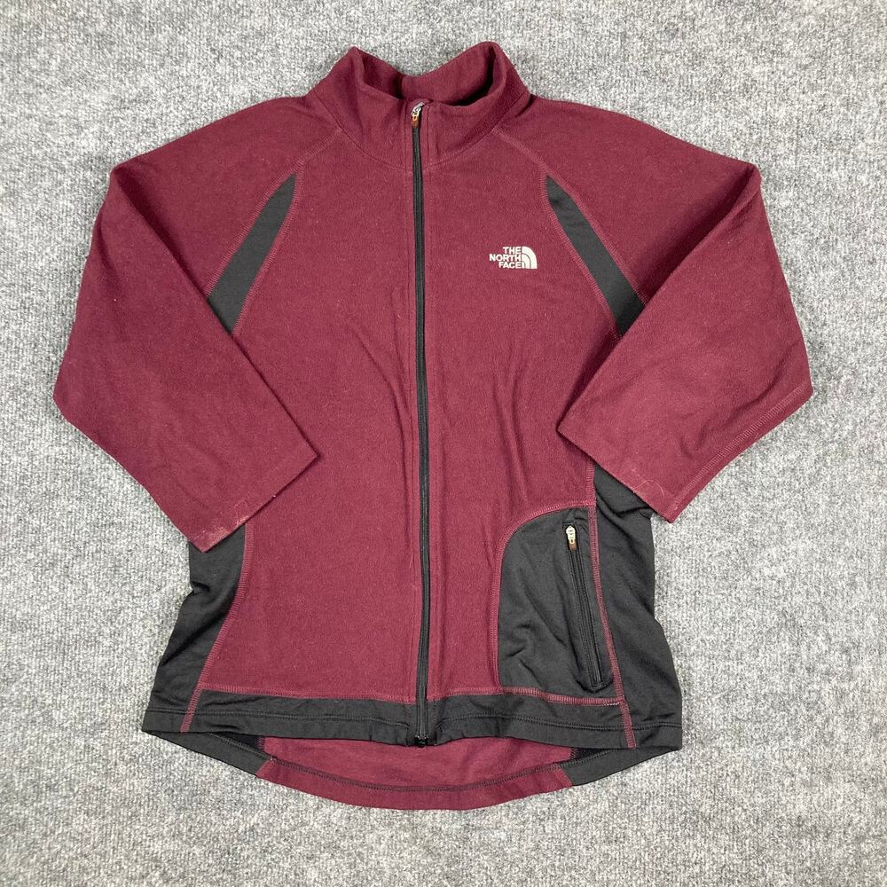The North Face Fleece Jacket Womens Medium‎ Burgundy Full Zip Outdoor